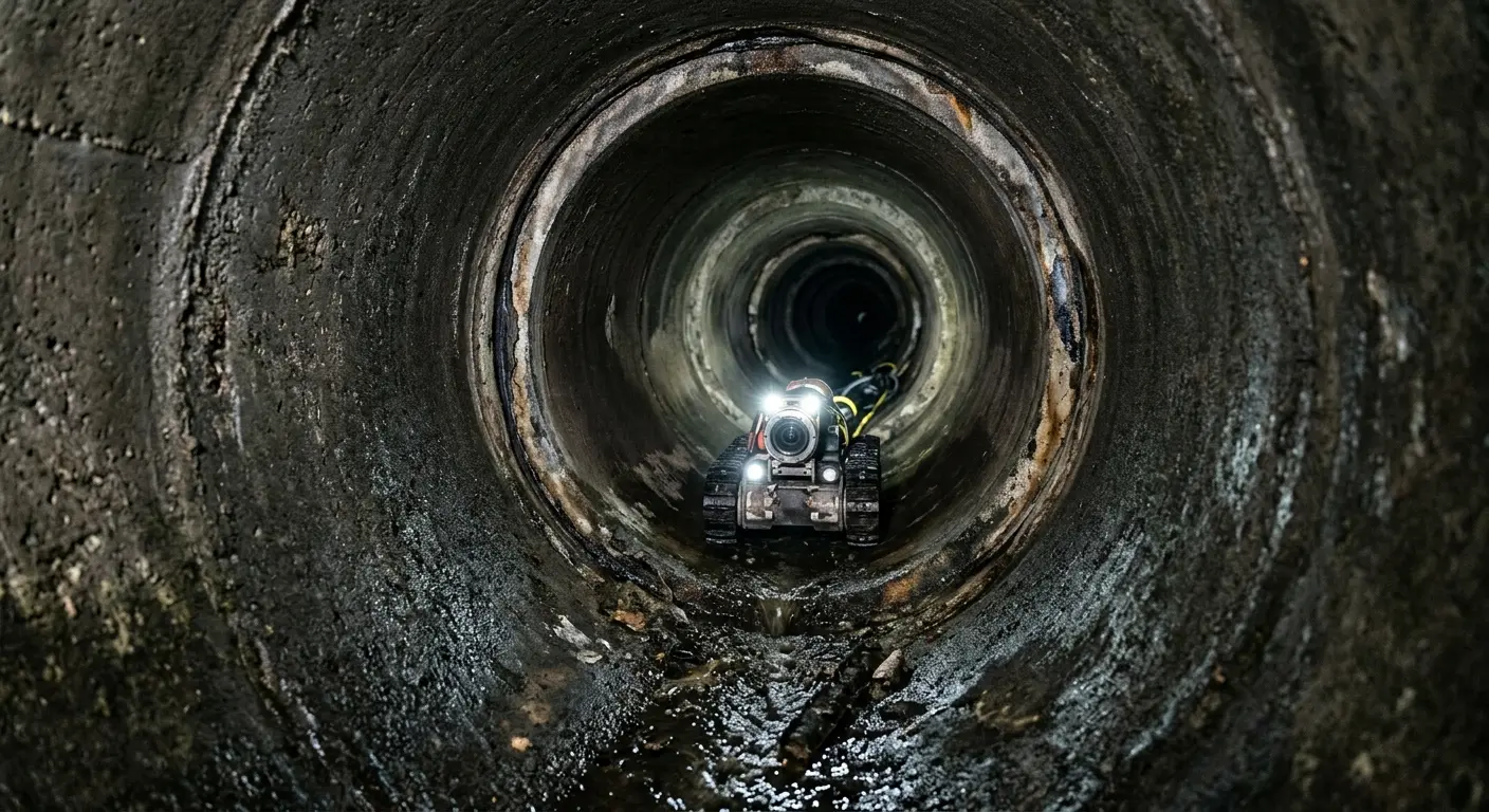 Robotic sewer camera inspecting pipe interior for Sewer Line Repair in Kingsland
